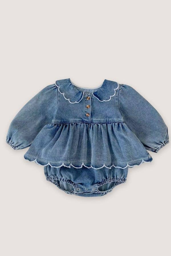 Ina Denim Scalloped Bubble