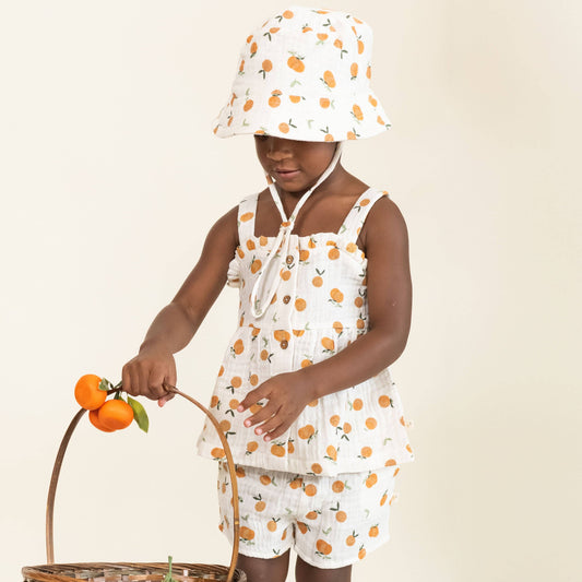 Mandarin Organic Peplum Top & Shorts Set