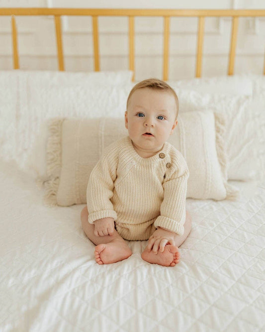 Elliot Knitted Romper: Cream