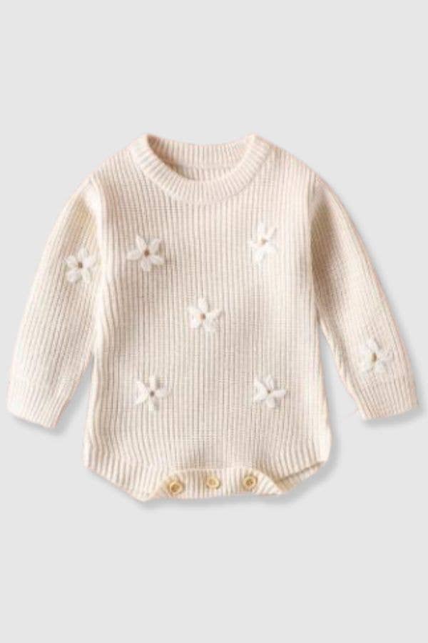 Goldie Cream Floral Knit Onesie