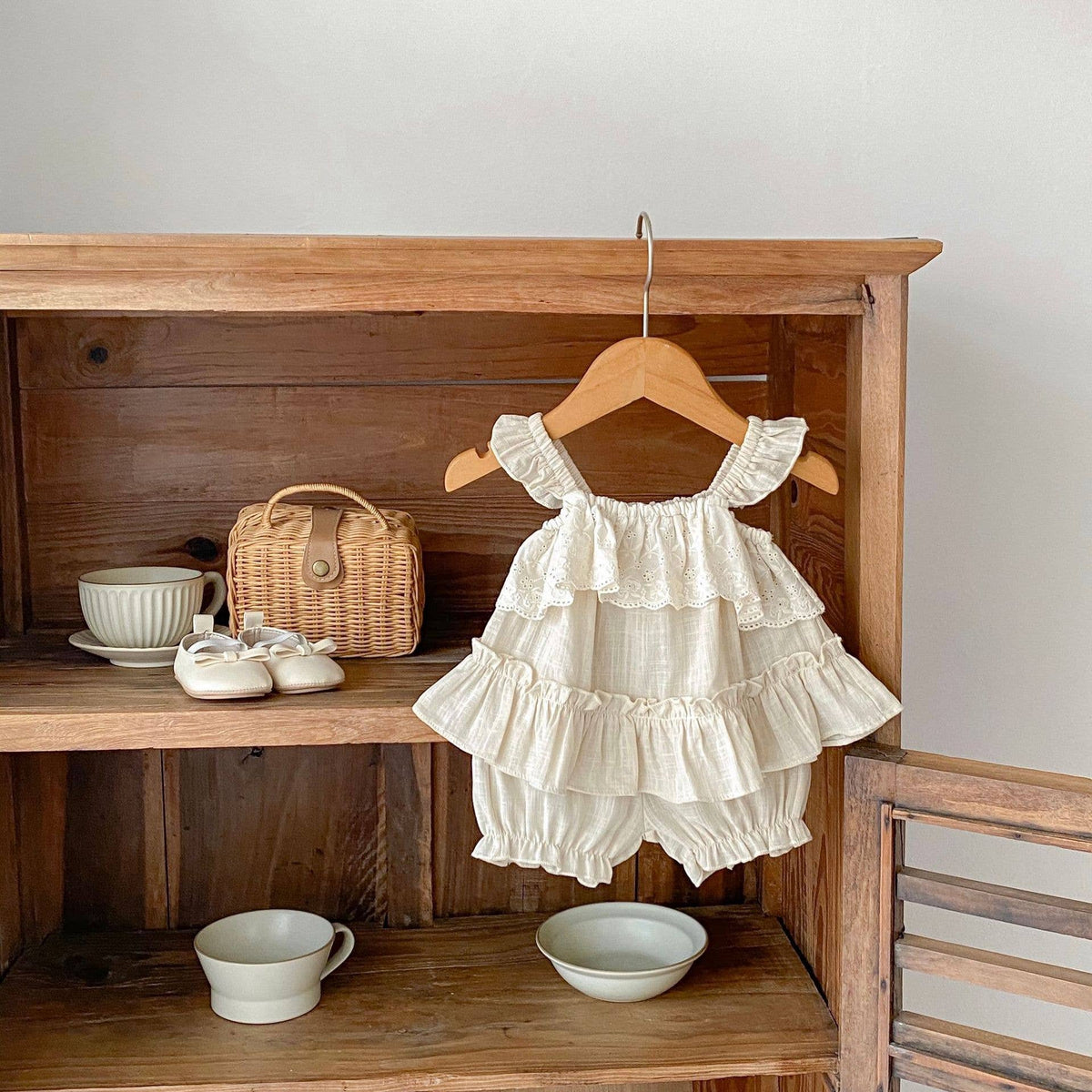 Clarke Ruffle Lace Top & Bloomer Set