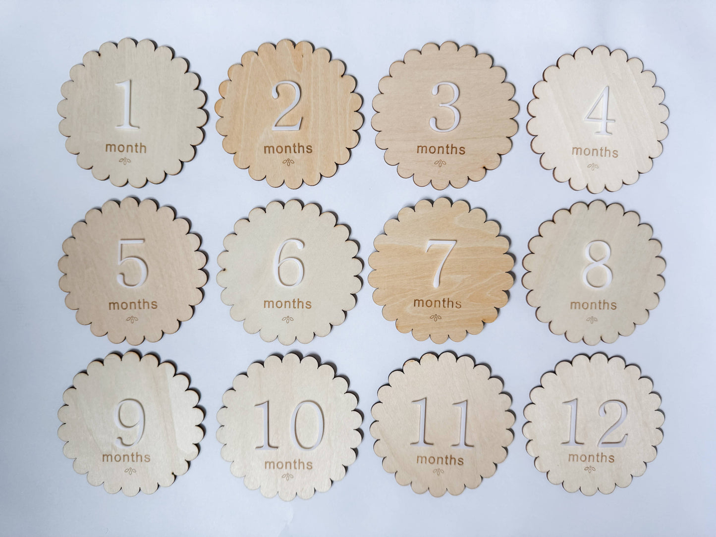 Scalloped Monthly Milestone Wood Discs