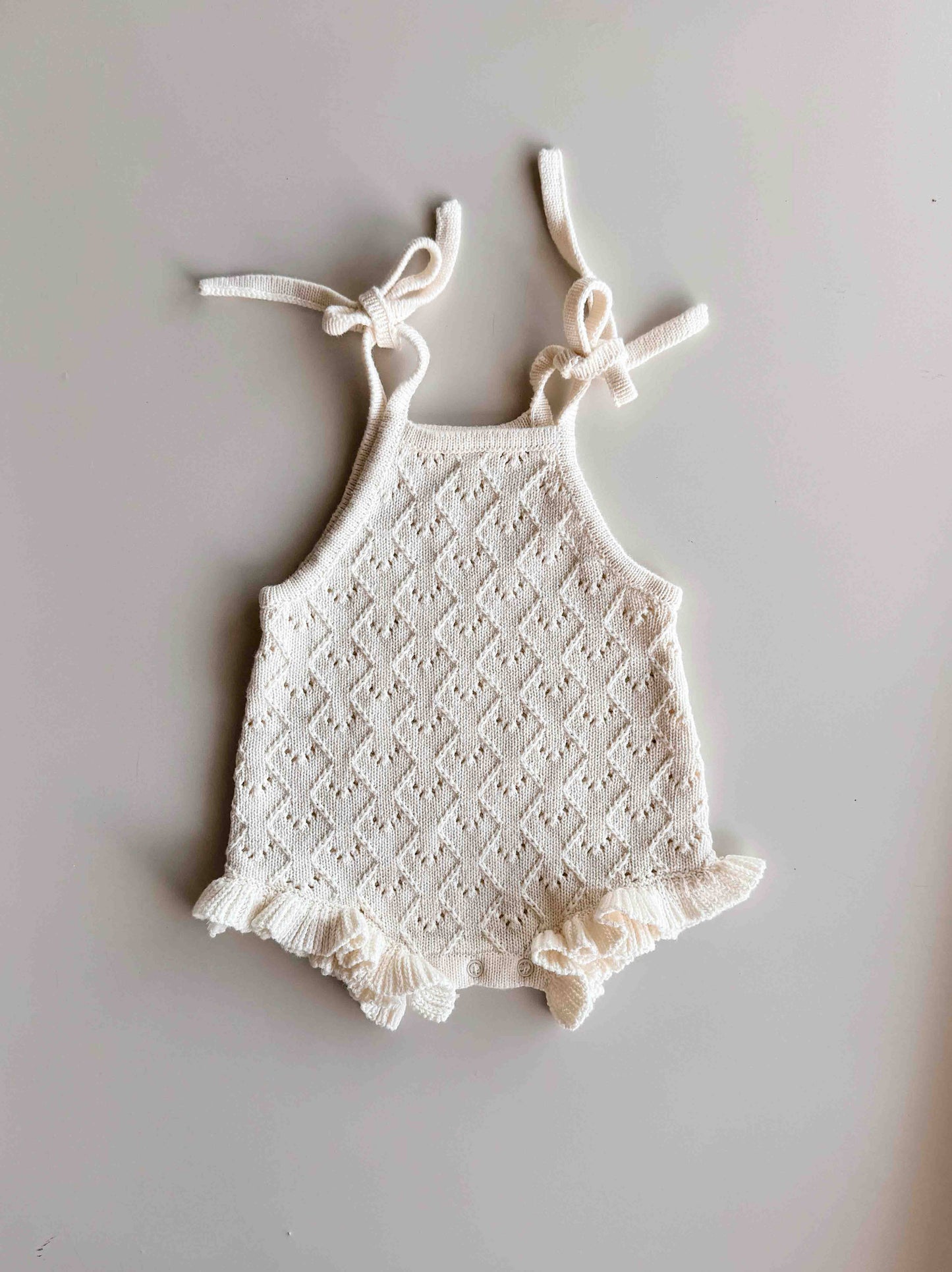 Mila Pointelle Tie Romper | Snow