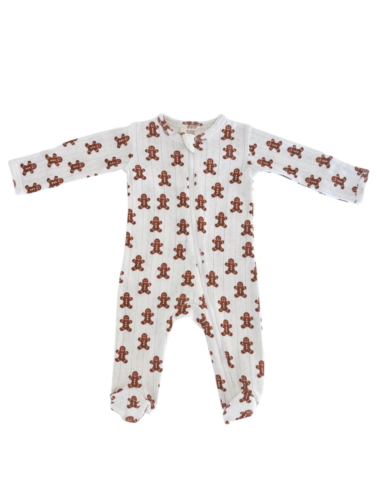Gingerbread Organic Pointelle 2-Way Zip Footie
