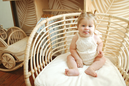 Mila Pointelle Tie Romper | Snow