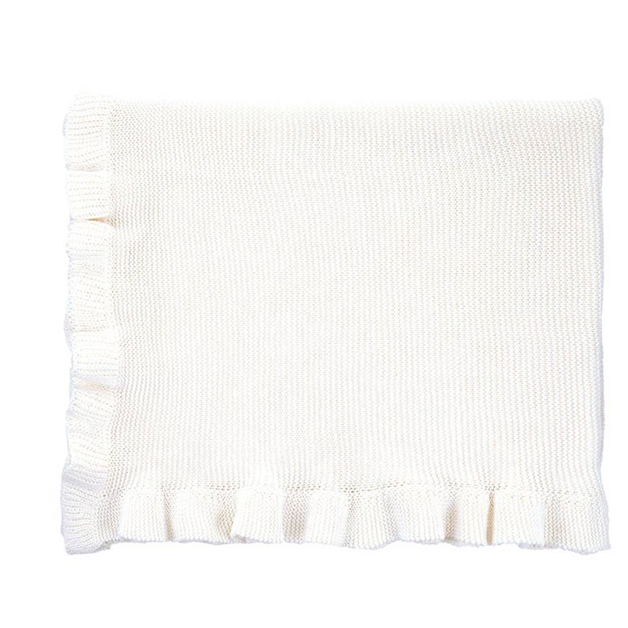 Ruffle Knit Blanket, White