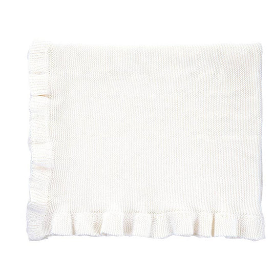 Ruffle Knit Blanket, White