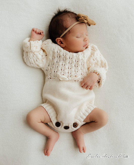 Zoya Knitted Sweater Romper: Cream