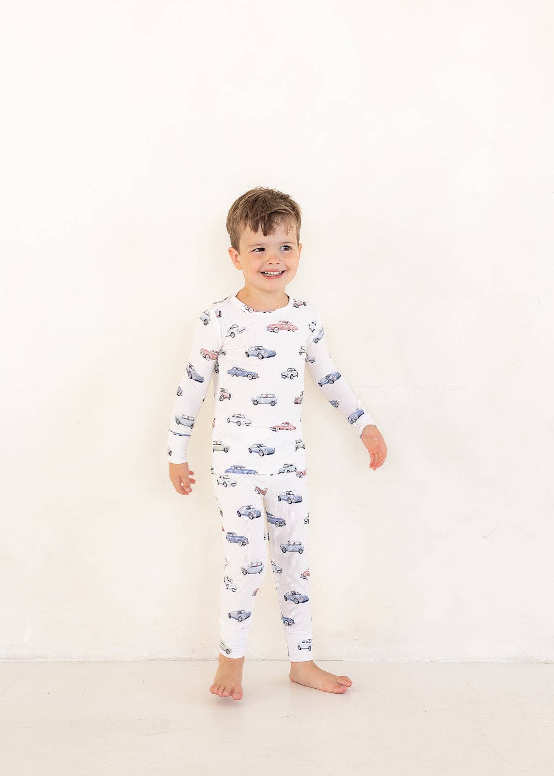 Vintage Cars Ribbed Bamboo Two Piece Pajamas