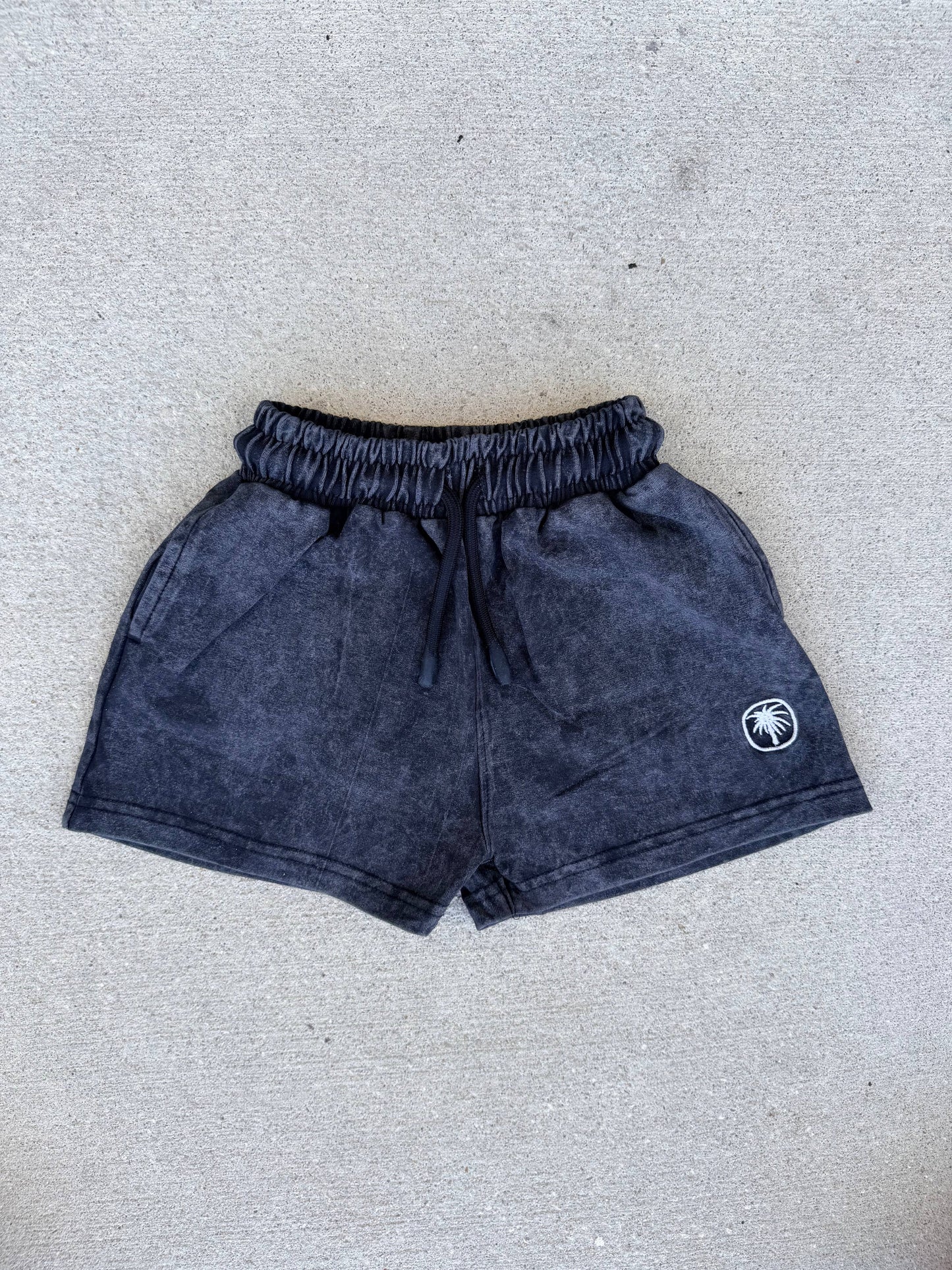 Black Acid Wash Shorts