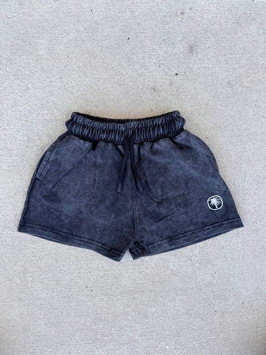 Black Acid Wash Shorts