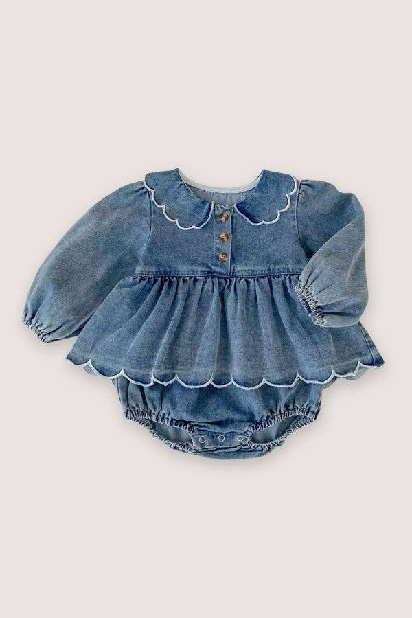 Ina Denim Scalloped Bubble
