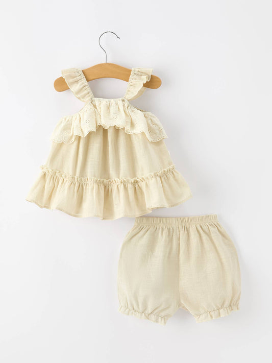 Clarke Ruffle Lace Top & Bloomer Set