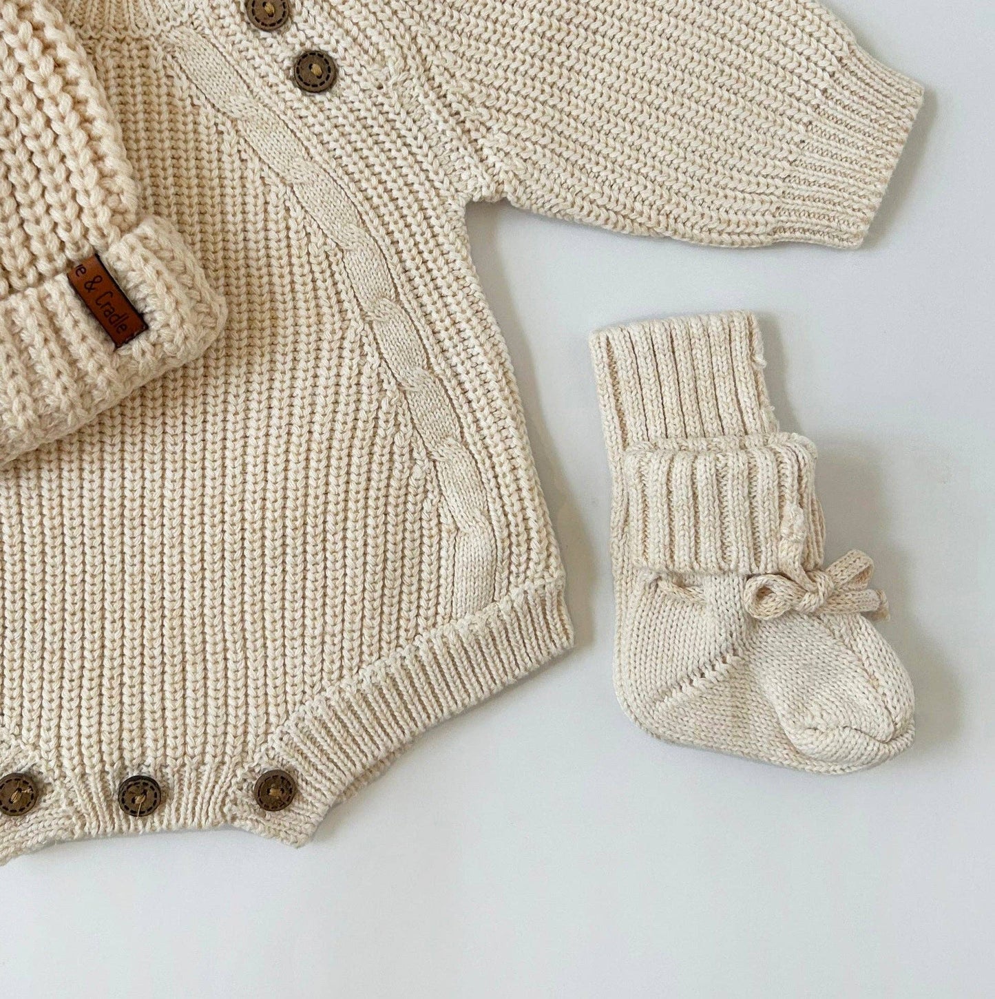 Elliot Knitted Romper: Cream