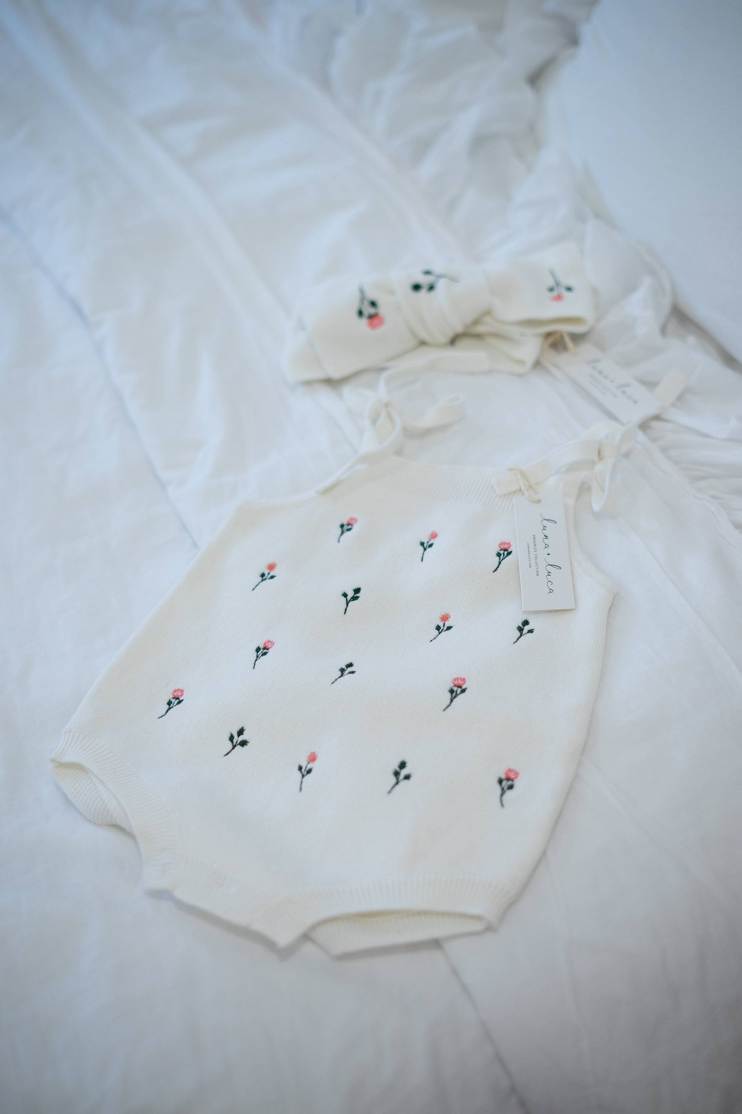 Floral Embroidery Romper + Bow