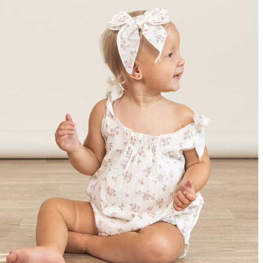 English Roses Organic Tie Shoulder Bubble Romper