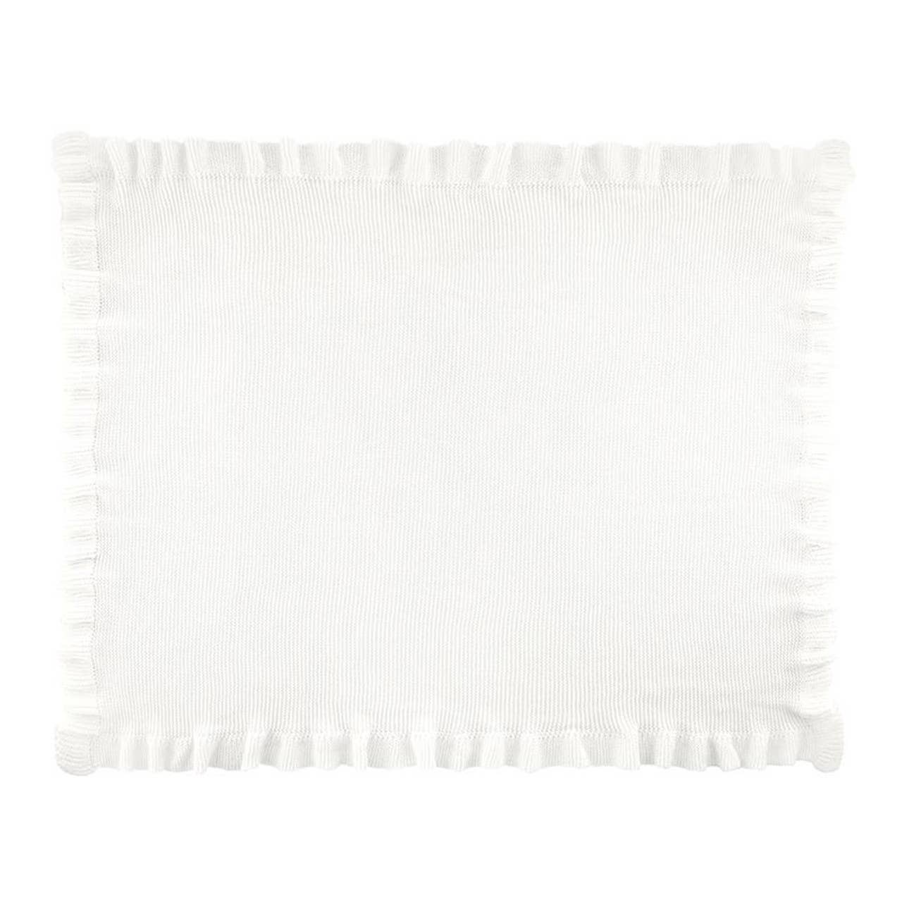 Ruffle Knit Blanket, White