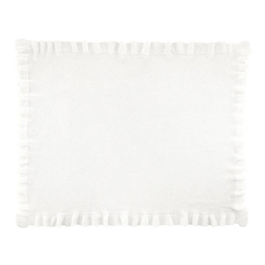 Ruffle Knit Blanket, White