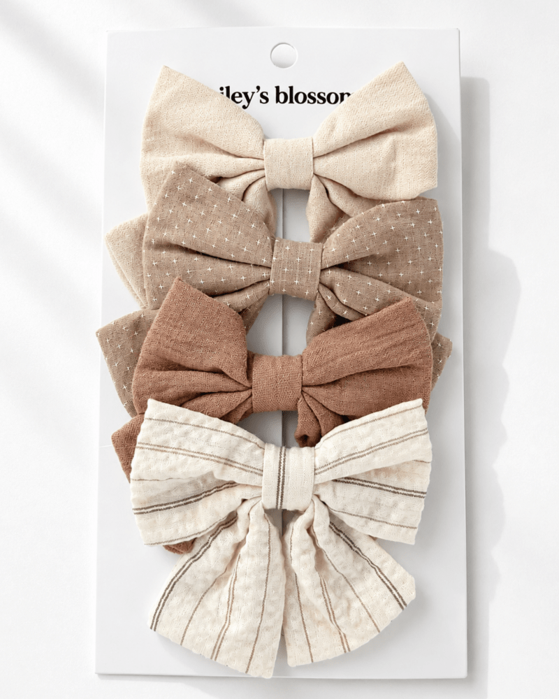 tHeirloom Linen 4-Piece Bow Clip Set
