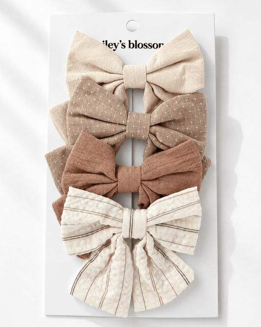 Heirloom Linen 4-Piece Bow Clip Set