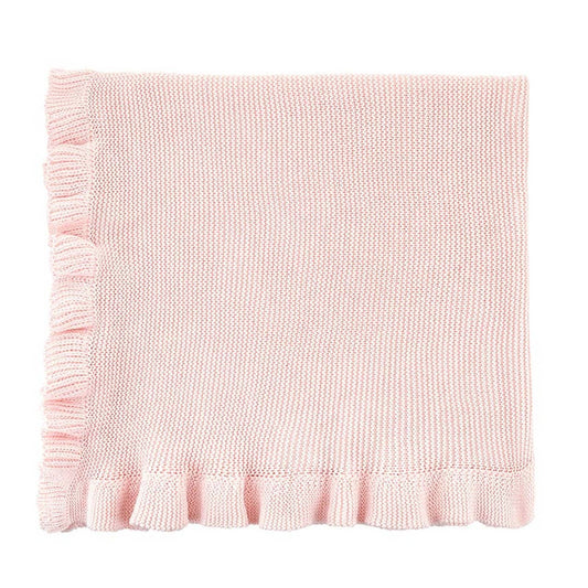 Ruffle Knit Blanket, Pink