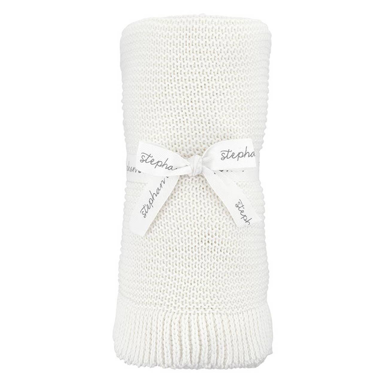 Ruffle Knit Blanket, White