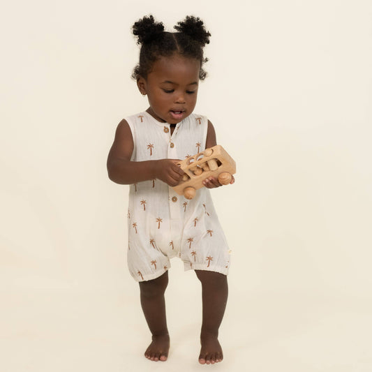 Palm Organic Sleeveless Bubble Romper
