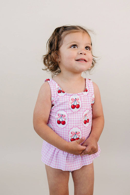 Gingham Cherry One Piece Swimsuit