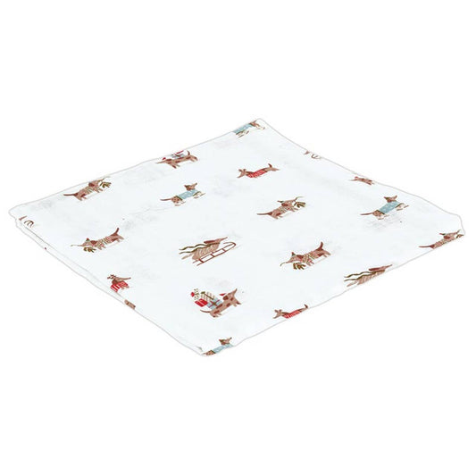 Puppy Swaddle Blanket with Plush Rattle