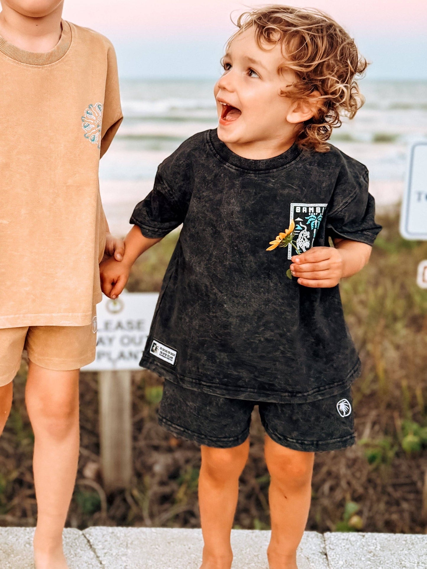 Black Acid Wash Shorts