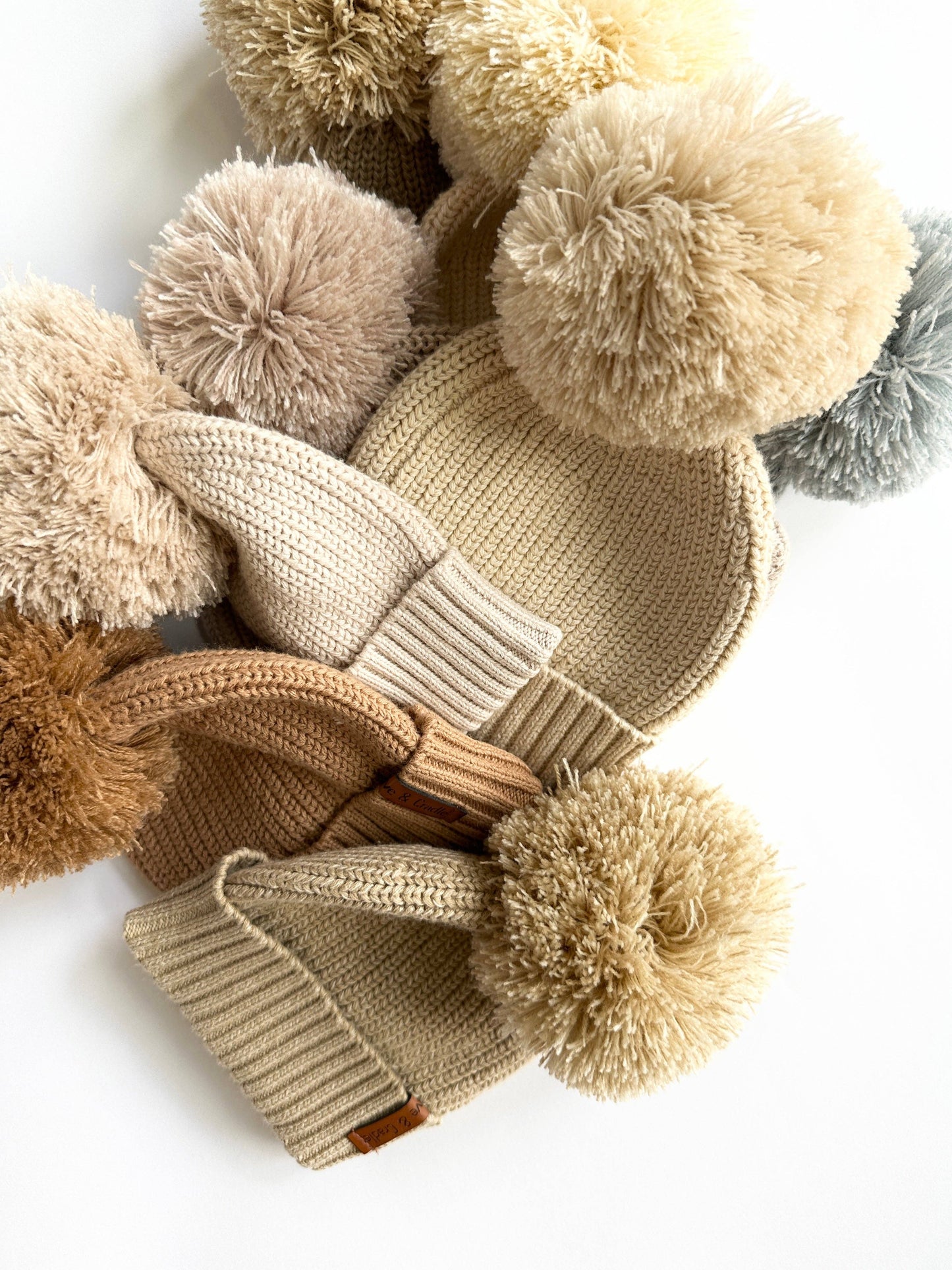 Cotton Pom Beanie: Tan