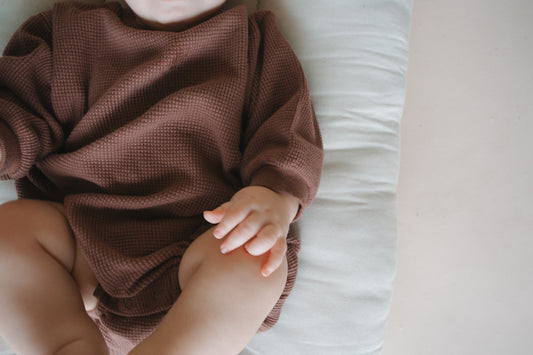 Waffle Bubble Onesie: Warm Taupe