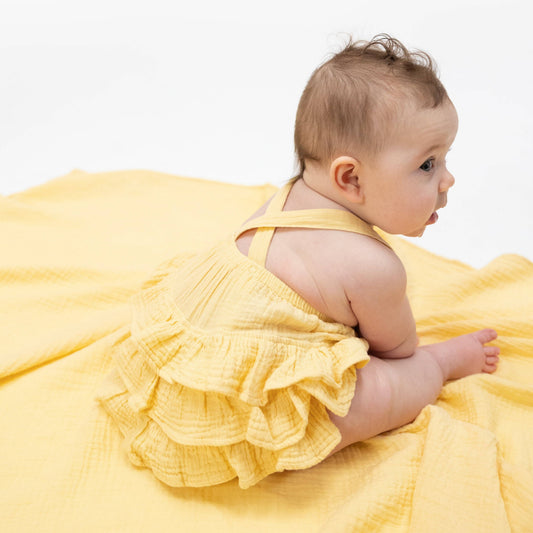 Solid Muslin Italian Ruffle Romper