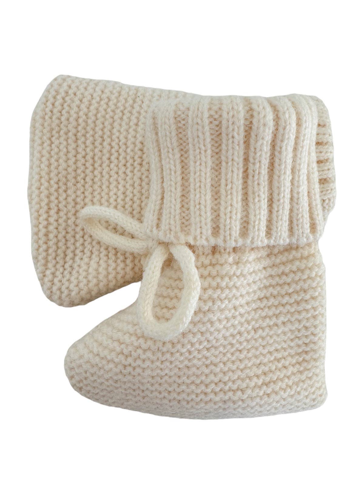Knit Booties, Ivory: 0 - 6 mo.