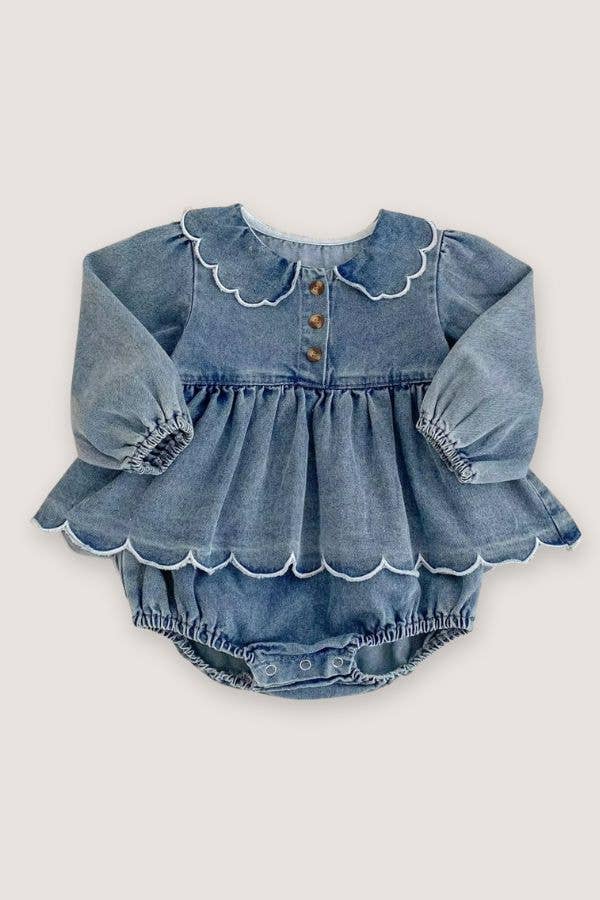 Ina Denim Scalloped Bubble