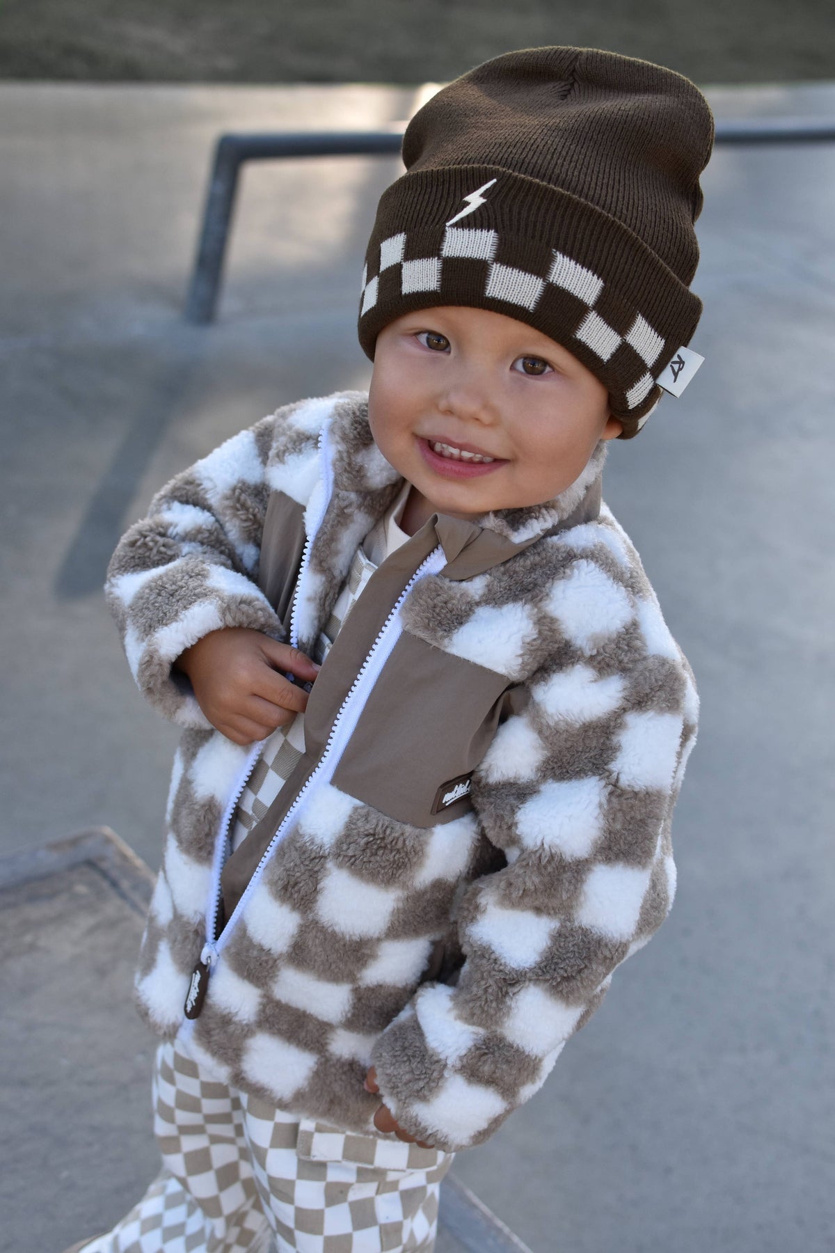 Brown Bolt Beanie