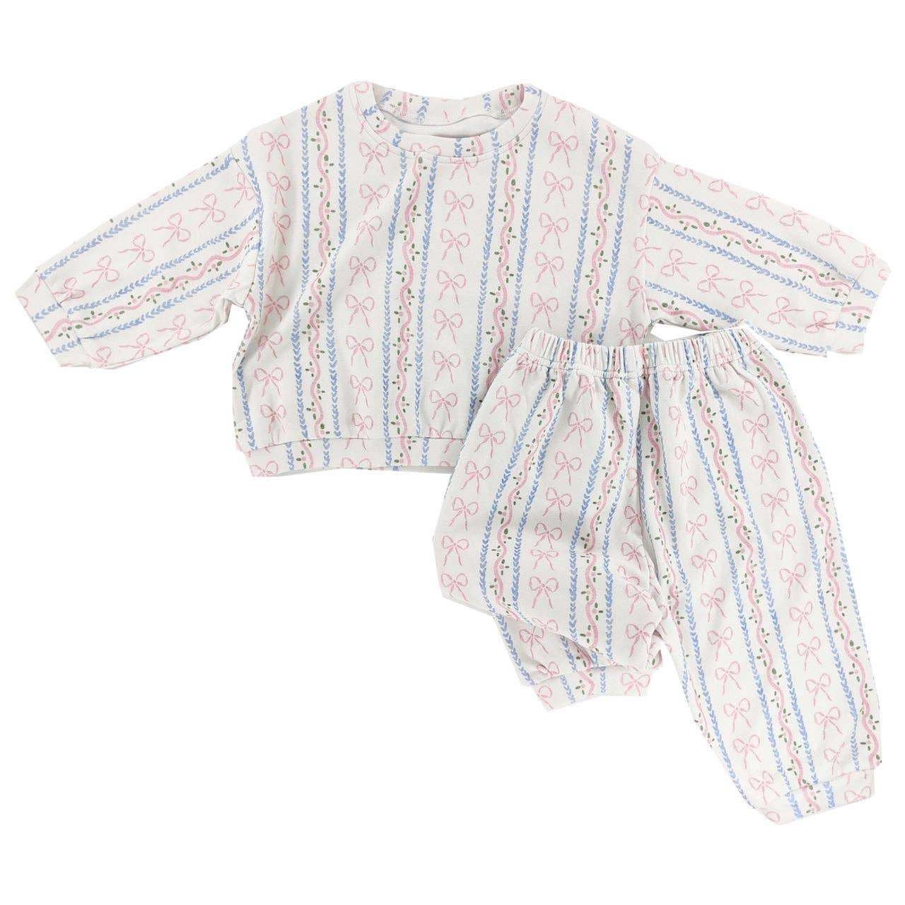 Dainty Bows Sweat Set (Pink&Blue)
