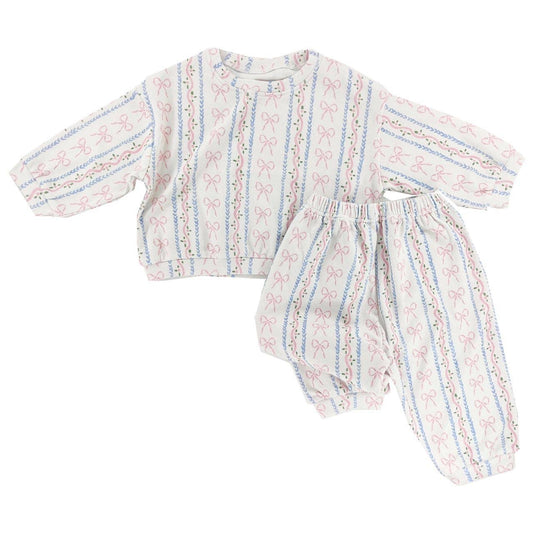 Dainty Bows Sweat Set (Pink&Blue)