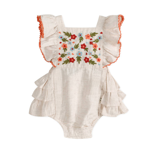 Anya Embroidered Baby Romper + Headband