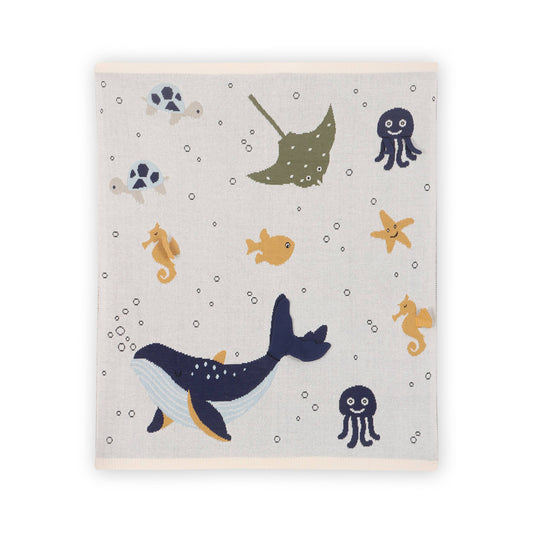 Ocean Life 3D - Organic Jacquard Sweater Knit Baby Blanket