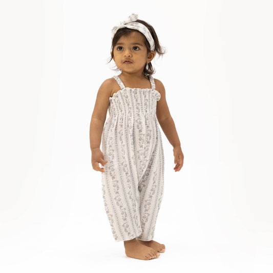 Kimberly Floral Stripe Smocked Romper
