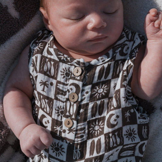 Summer Check Muslin Romper