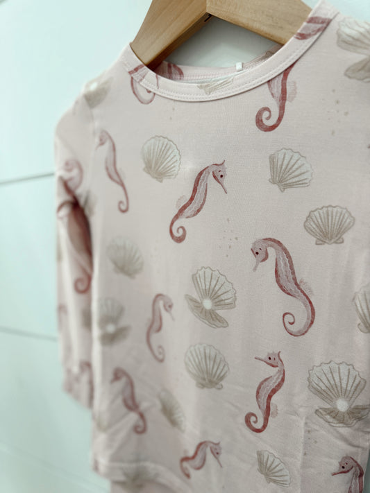 Bamboo Two Piece Toddler Pajama Set - Seahorse