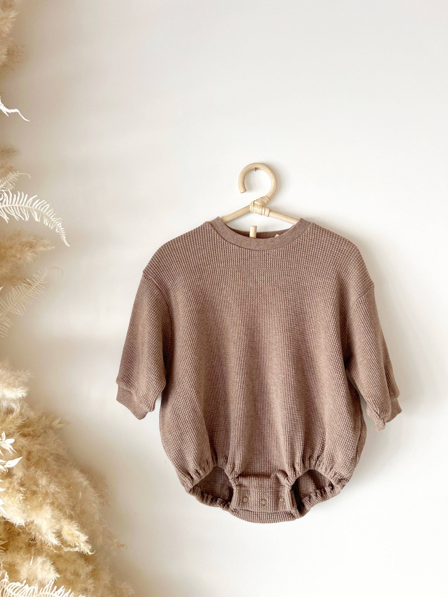 Waffle Bubble Onesie: Warm Taupe