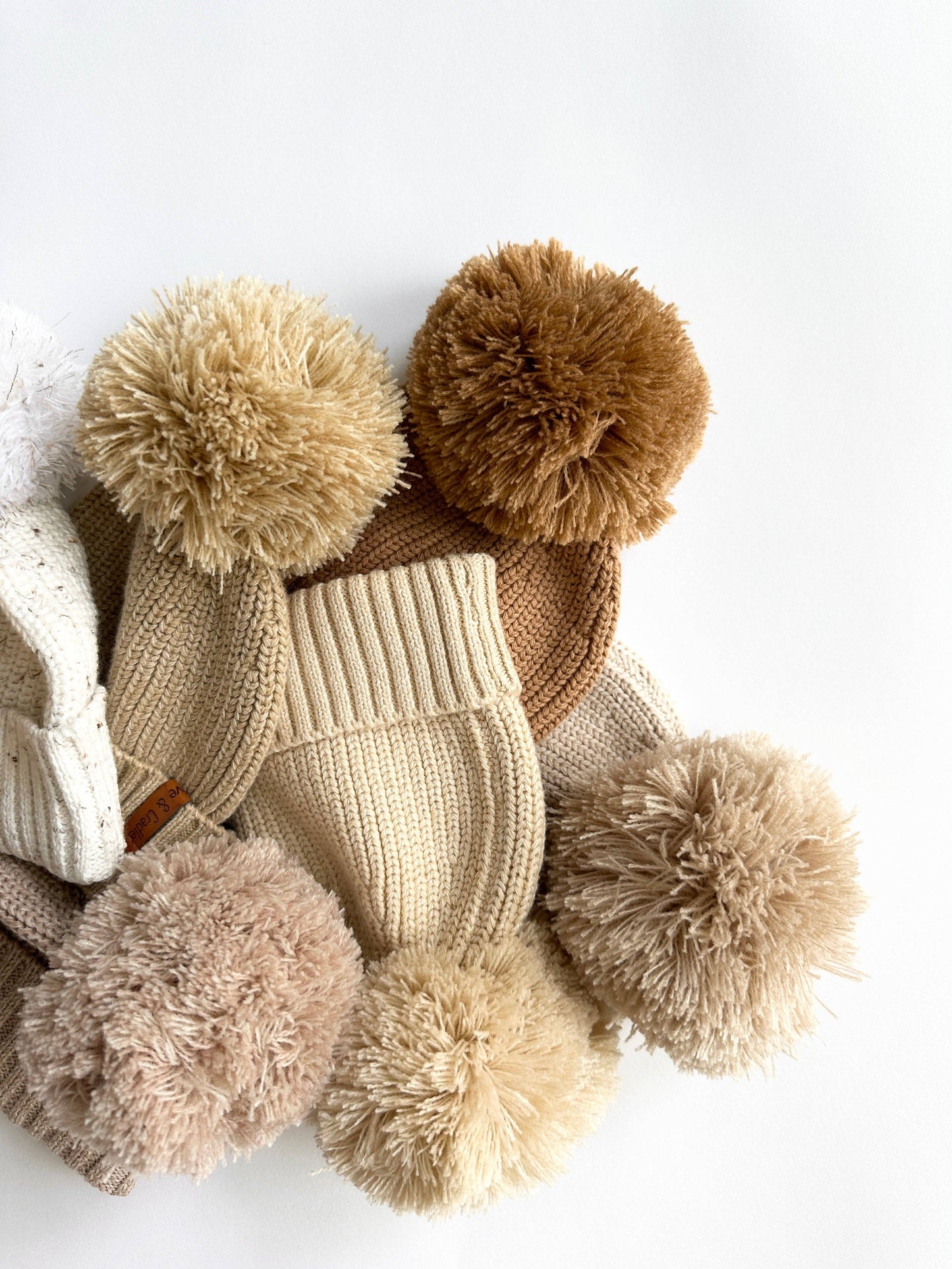 Cotton Pom Beanie: Tan