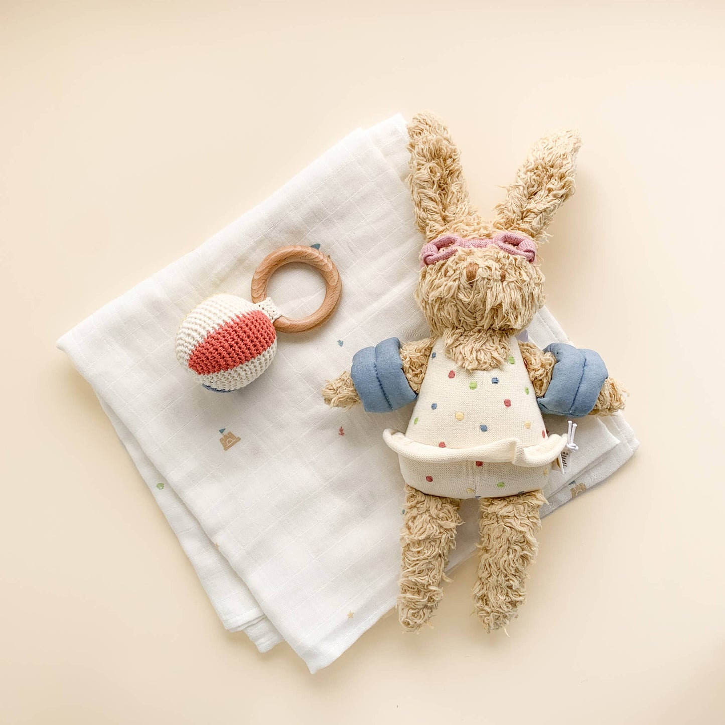 Teether Beach Cotton Crochet Rattle Ball: Orange