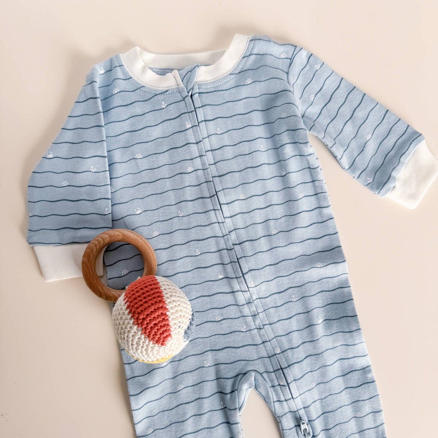 Teether Beach Cotton Crochet Rattle Ball: Orange