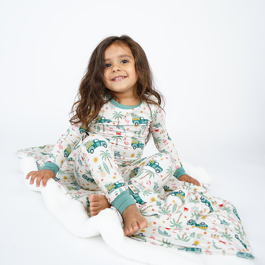 Coastal Christmas Holiday Bamboo Kids Pajamas Set