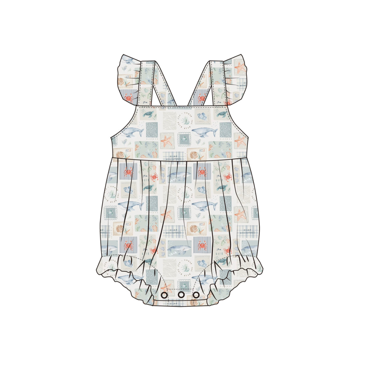 Sea Life Bamboo Flutter Bubble Romper