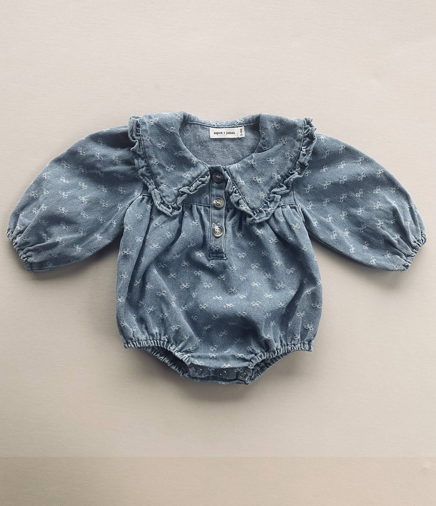 Bow Denim Bubble Romper